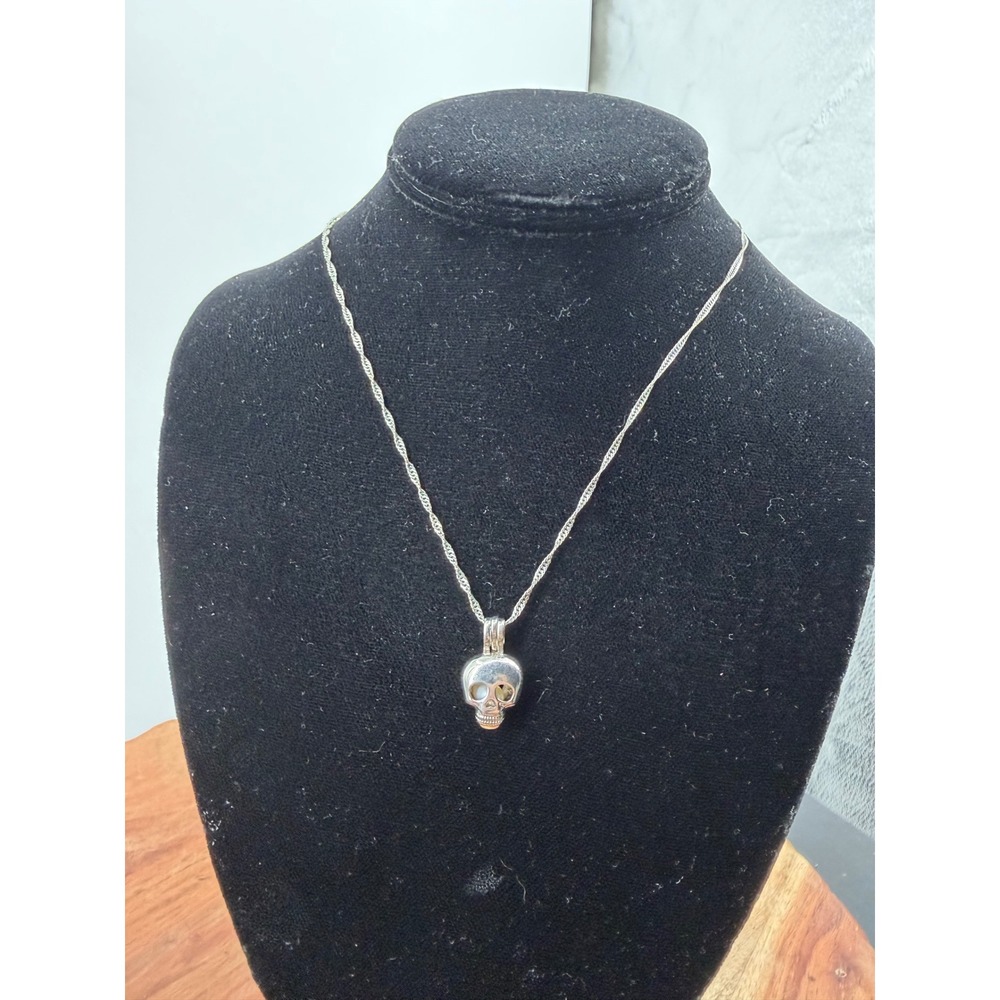 Unbranded Skull Cage Pearl Pendant Necklace Women OS Silver 18KGP Twisted Chain - Picture 2 of 7